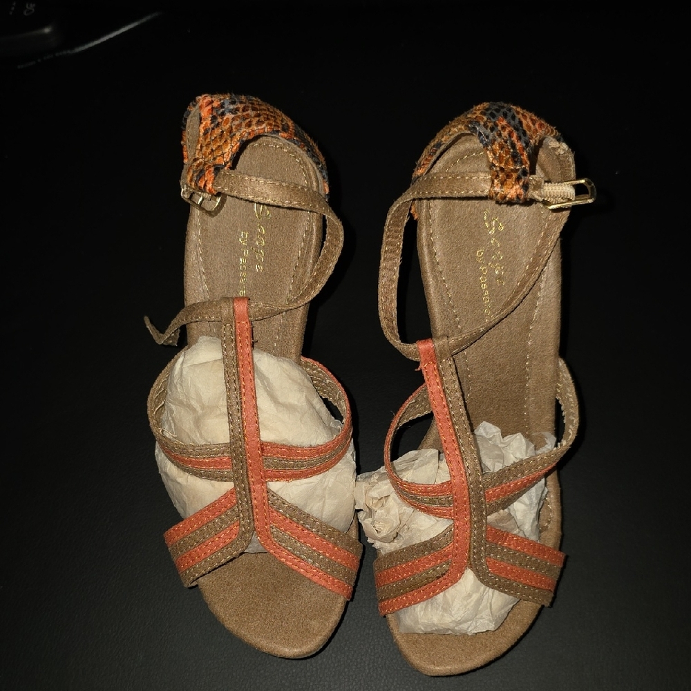 Elegant Brown and Orange Women's Sandals